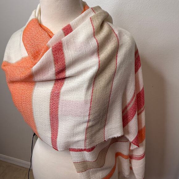 Floreiza Fringed Striped Wrap Rectangular Scarf Boho Cozy Fall Artsy Gypsy Style - Picture 3 of 6